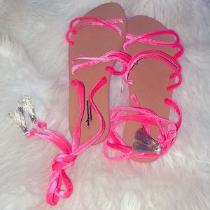 New AEO Velvet Lace Up Sandals
